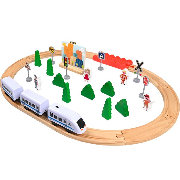 Wooden Train Tracks Factory - OEM 35PCS Pine Construction