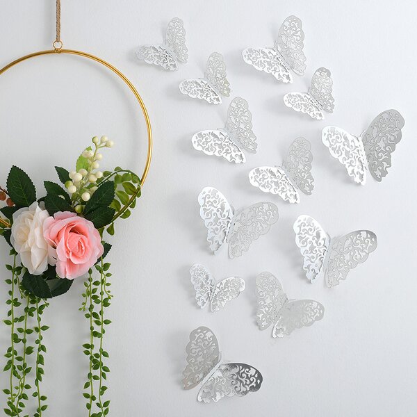 Wall Decor Manufacturer - 3D Hollow Butterfly Metal Texture Wall Sticker
