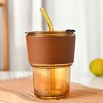 Drinkware Manufacturer - Ins Bamboo Cup Double Drink Glass with Straw