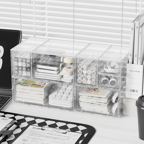 Storage Boxes Supplier - Large Transparent Drawer Stationery Cosmetics Box