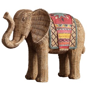 Home Decor Factory - Rattan Woven Elephant Resin Handicraft Decoration