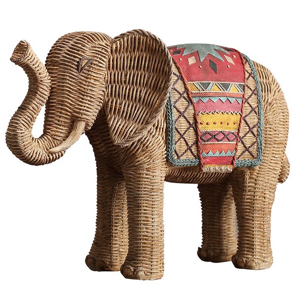 Home Decor Factory - Rattan Woven Elephant Resin Handicraft Decoration