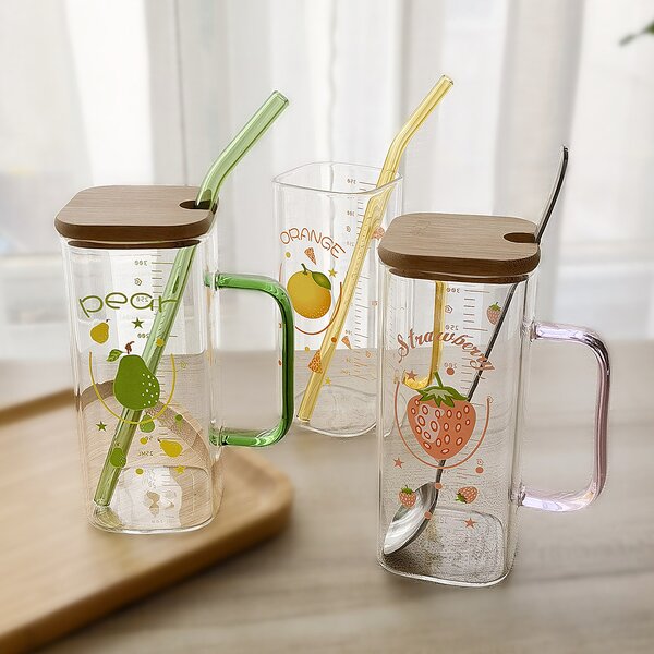 Water Bottles Supplier - Insulated Straw Handle Graduated Cup Fruit Print