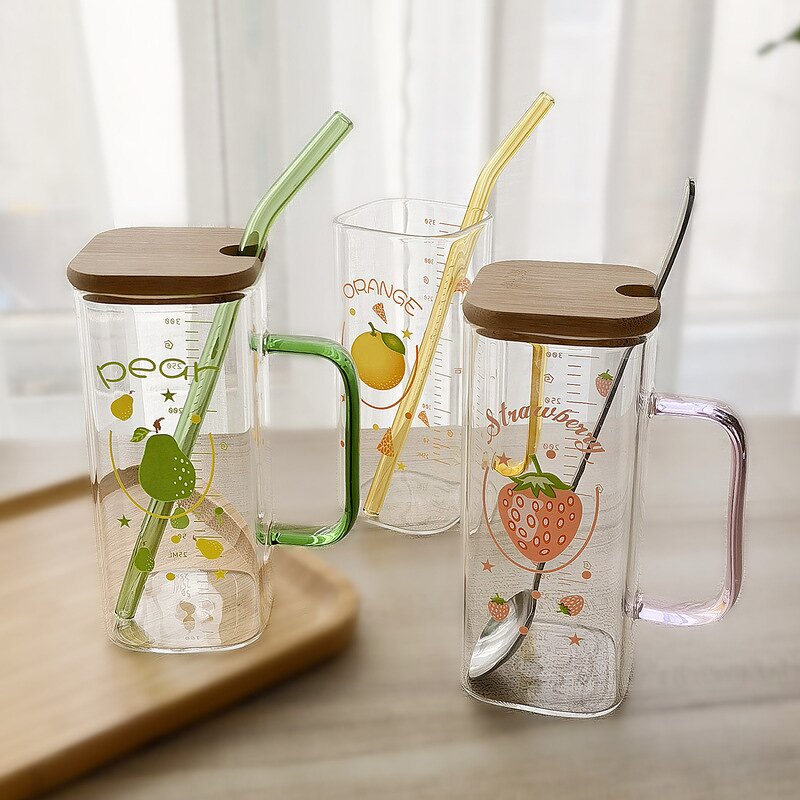 Water Bottles Supplier - Insulated Straw Handle Graduated Cup Fruit Print