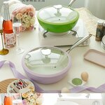 Ceramic Pans Manufacturer - 28cm Lavender Shell Porcelain Wok Cobblestone