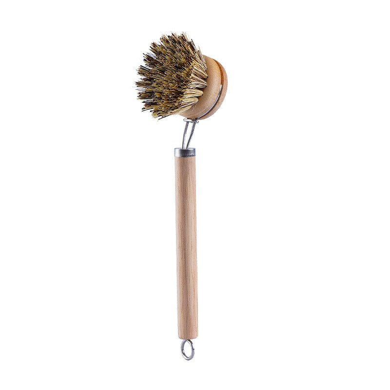 Pot Brushes Supplier - Horsehair Replaceable Long Handle Natural Sisal