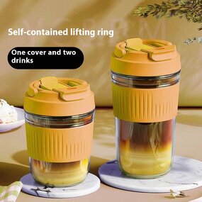 Travel Mugs Supplier - Portable Double Drink Straw Cup Handmade Gift