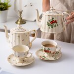 Coffee Cups Factory - Retro Gold Rimmed Large Tea Cup Saucer Set