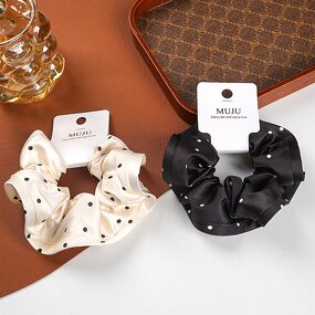 Scrunchie Factory - OEM 13cm Black White Polka