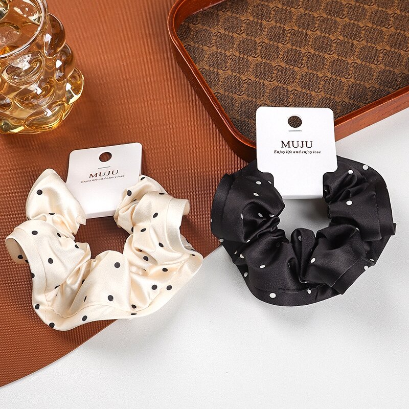 Scrunchie Factory - OEM 13cm Black White Polka