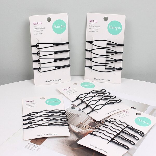 Hair Clip Factory - OEM 4-Piece Black Metal Heart