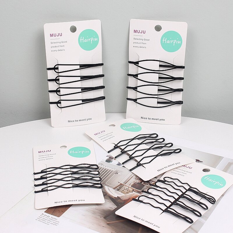 Hair Clip Factory - OEM 4-Piece Black Metal Heart