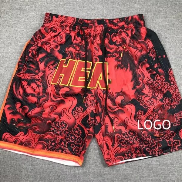 Basketball Shorts Factory - Hip-hop Loose Fit Printed Mesh Sweat-absorbent