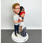 Bobbleheads Factory - Custom Family Figurines With Pet Cat Three Piece