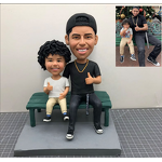 Bobbleheads Supplier - Handmade Custom Clay Father Child Artwork Statue
