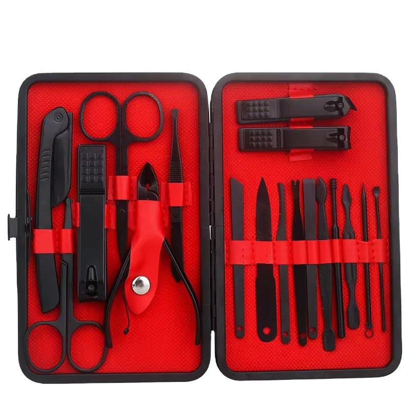 Manicure Set Manufacturer - Custom Black Color 7-18pcs Set