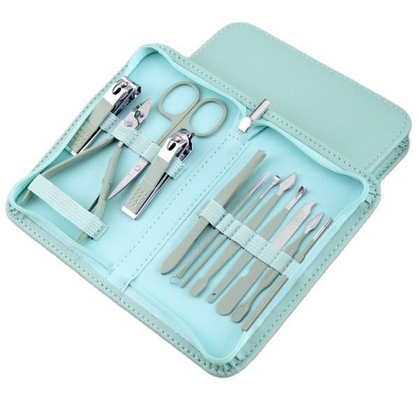 美甲工具包工厂-代工12件化妆品工具足疗套装