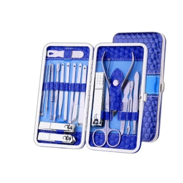 美甲工具包工厂-代工18件不锈钢美甲工具套装