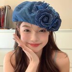 Denim Beret Manufacturer - Blooming Blue Floral Effortlessly Chic