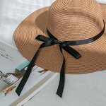 Straw Hat Factory - Elegant Wide Brim Sunscreen Bow Beach Hat
