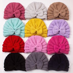 Baby Hat Factory - 0-18M Bow Knitted Warm Woolen Girl Hat