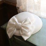 Bridal Top Hat Factory - French Retro White British Banquet Bow