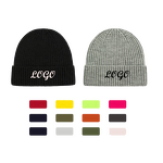 Knit Beanie Factory - Embroidered Patch Logo Cuffed Yellow Beanie