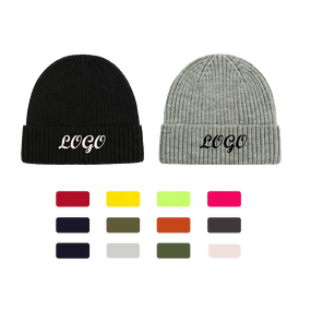 Knit Beanie Factory - Embroidered Patch Logo Cuffed Yellow Beanie