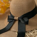 Lady Straw Hat Factory - Satin Bowknot Foldable Beach Travel Hat