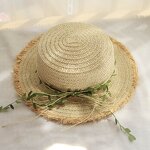 Straw Hat Factory - Summer Sunshade Beach Rattan Bow Ladies Hat