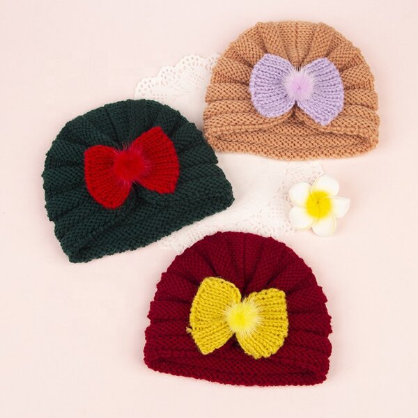 Baby Hat Factory - Unisex Toddler Knitted Warm Pom Turban Hats