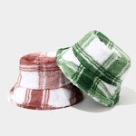 Plush Fisherman Hat Manufacturer - Plaid Thickened Outdoor Warm Sun Hat