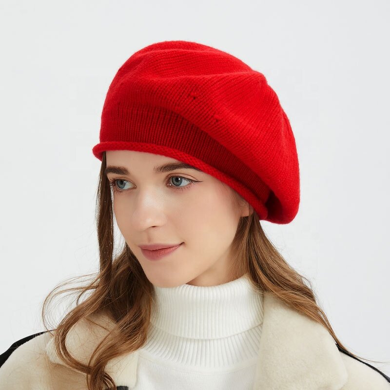 Wool Beret Manufacturer - High Quality 100% Wool Red Ladies Cap