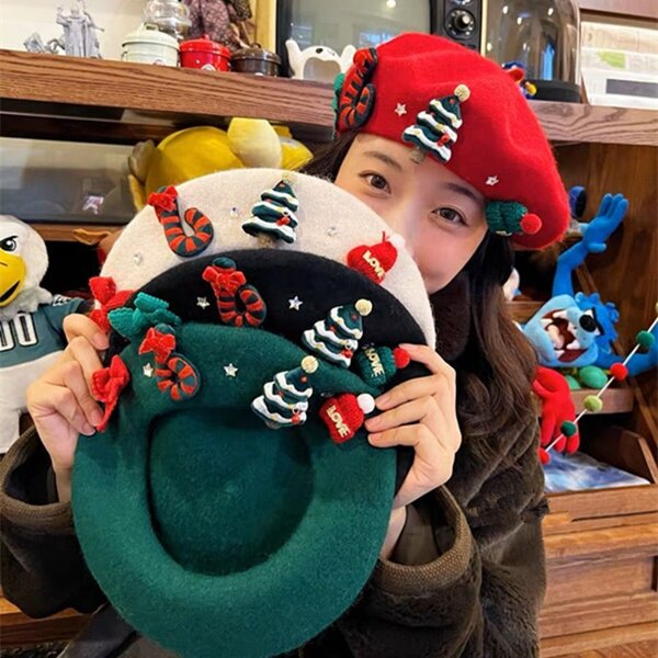 Woolen Beret Factory - Christmas Gift Red Elegant Painter Hats