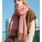 Cashmere Scarf Factory - Solid Color Pashmina Tassel Thicken Wrap