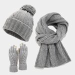 Winter Set Factory - Classic Retro Twist Woolen Beanie Scarf Gloves