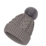 Winter Hat Factory - Woolen Faux Fur Pompoms Velvet Knitted Hat