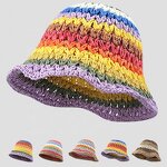 Straw Hat Manufacturer - Colorful Crochet Raffia Visor Beach Hat