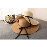 Women Straw Hat Factory - Travel Sunshade Floppy Flower Bowknot Hat