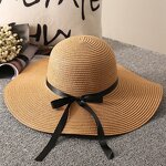 Women Straw Hat Factory - Travel Sunshade Floppy Flower Bowknot Hat