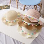 Beach Hat Set Factory - Pompom Ball Chic Straw Hat Bag for Kids