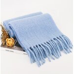 Wool Scarf Manufacturer - Plain Green Winter Tassel Warm Women Scarf