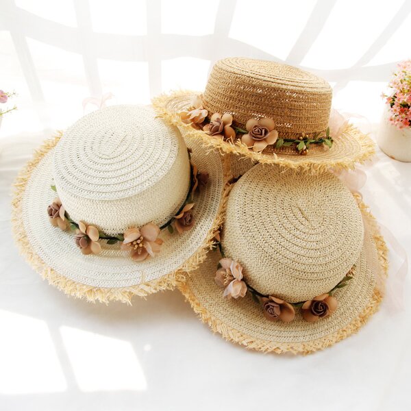 Ladies Straw Hat Factory - Hot Selling Detachable Flower Wreath Hat