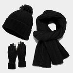 Winter Set Factory - Classic Retro Twist Woolen Beanie Scarf Gloves