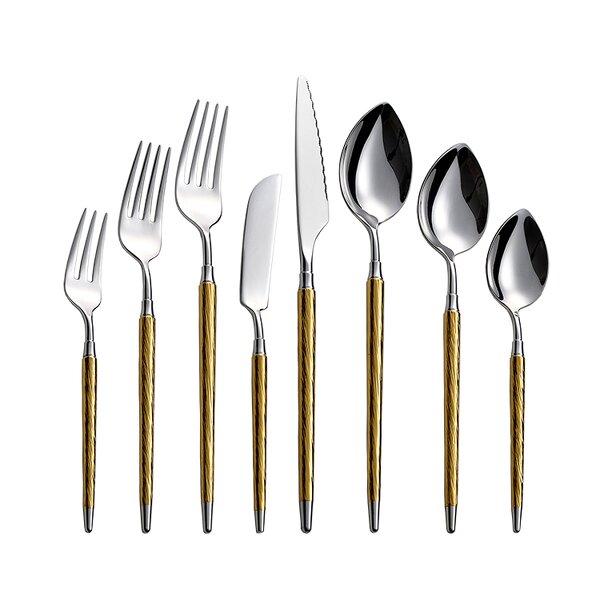 Cutlery Set Factory - Unique European Silver Gold Plated Handle