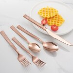 Cutlery Set Factory - Modern Rose Gold Hammered 304 Custom Logo