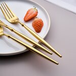 Flatware Set Manufacturer - 18/10 Mirror Gold Round Thick Handle