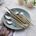 Cutlery Set Factory - Unique European Silver Gold Plated Handle