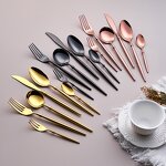 Flatware Set Manufacturer - 18/10 Mirror Gold Round Thick Handle