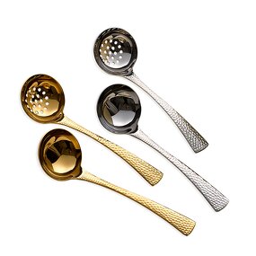Kitchen Utensils Manufacturer - Hammered Handle Gold Spoon Soup Ladle